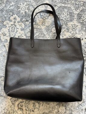 Madewell Zip-Top Black Leather Tote